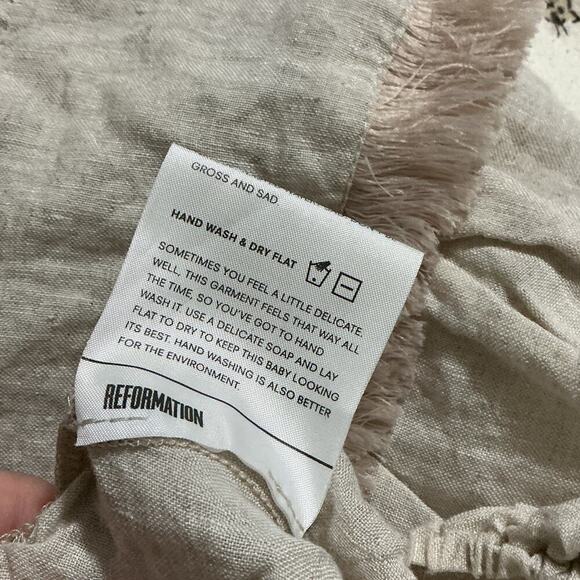 Reformation XS Cropped Top Beige Fringe Short Sleeve - Picture 3 of 9